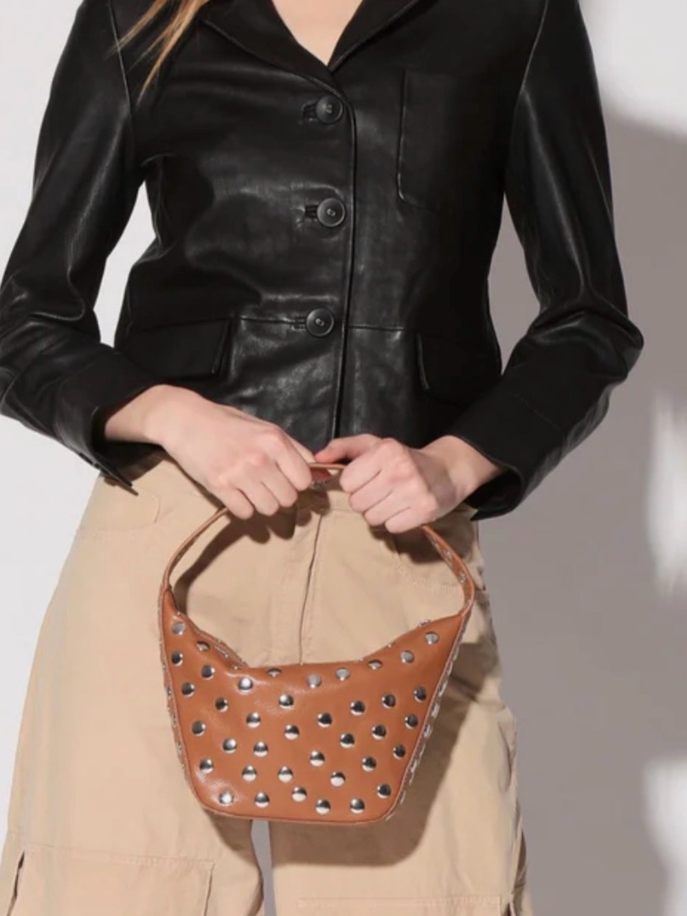 Walter Baker Studded Brown Leather Bag